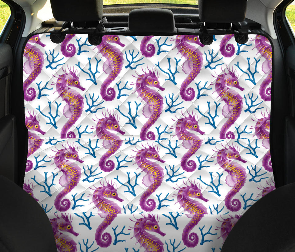 Purple Seahorse Blue Coral Pattern Dog Car Seat Covers
