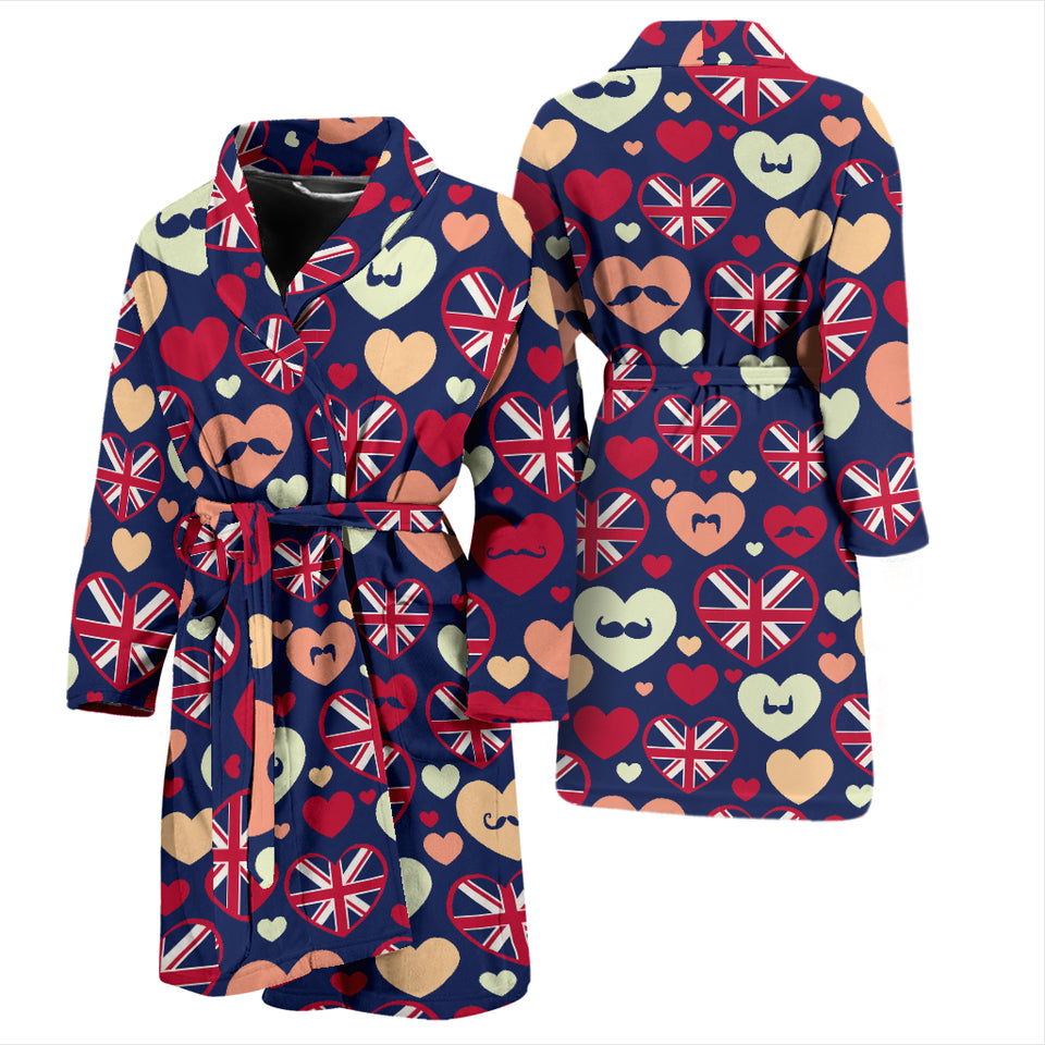 British Pattern Print Design 02 Men's Bathrobe