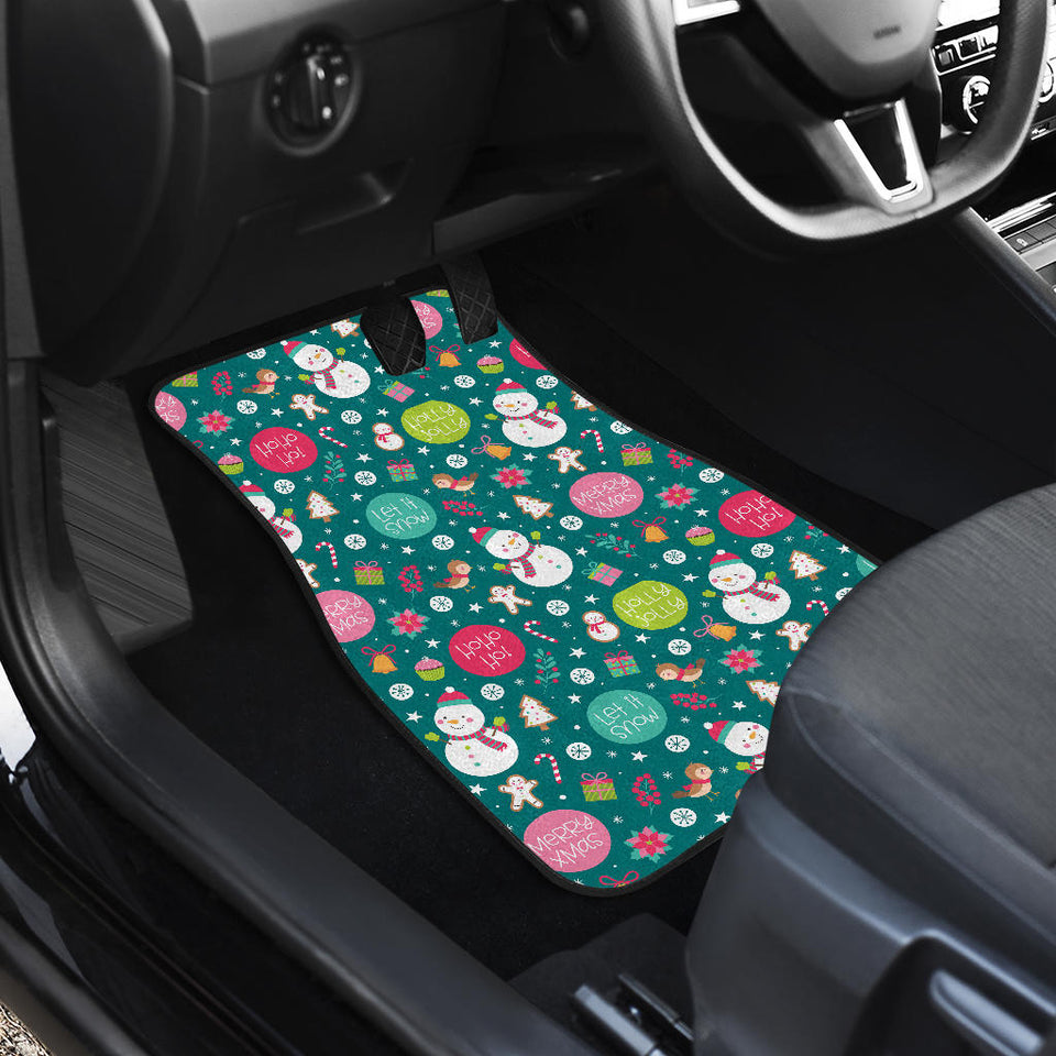 Snowman Bird Decorative Elements Christmas Pattern Front Car Mats