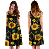 Sunflower Golden Polygonal Shapes Sleeveless Midi Dress