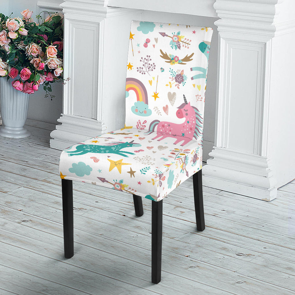 Colorful Unicorn Pattern Dining Chair Slipcover