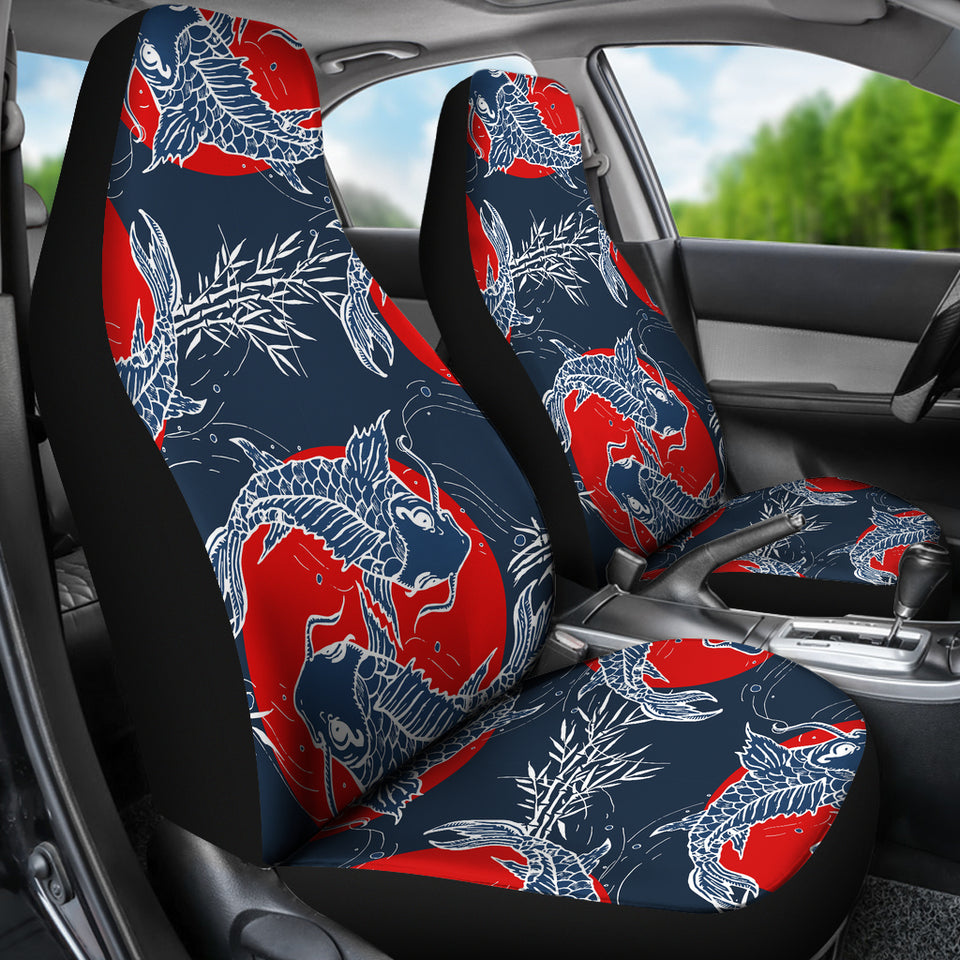 Koi Fish Carp Fishs Hand Drawn Japanese Art Universal Fit Car Seat Covers