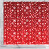 Snowflake Pattern Red Background Shower Curtain Fulfilled In US