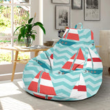 Red White Sailboat Wave Background Bean Bag Cover
