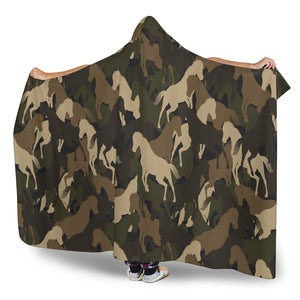 Horse Camo Camouflage Pattern Hooded Blanket