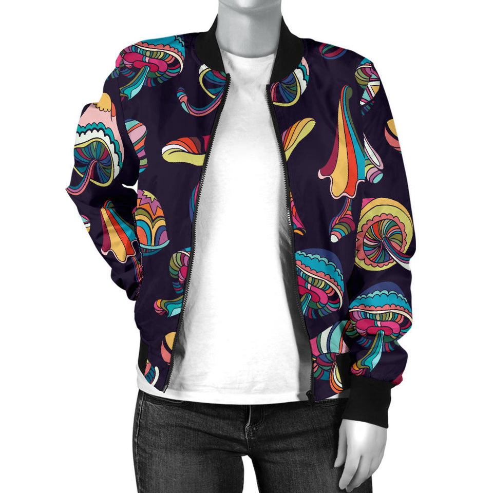 Colorful Mushroom Pattern Women'S Bomber Jacket
