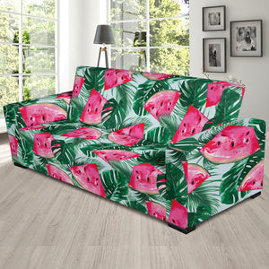 Watermelons Tropical Palm Leaves Pattern Sofa Slipcover