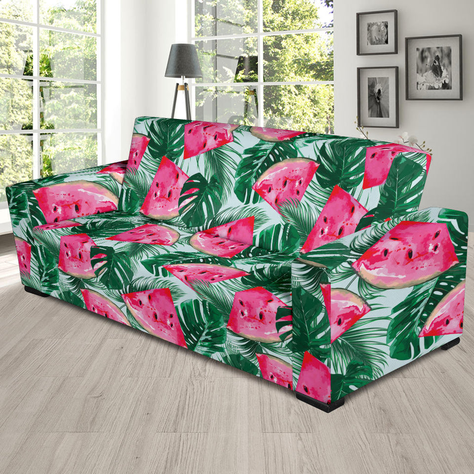 Watermelons Tropical Palm Leaves Pattern Sofa Slipcover