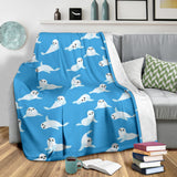 Cute Sea Lion Seal Pattern Background Premium Blanket