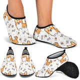 Cute Corgi Heart Star Bone Pattern Aqua Shoes