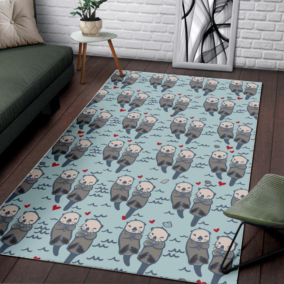 Lovely Sea Otter Pattern Area Rug