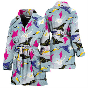 Stingray Pattern Print Design 01 Women's Bathrobe