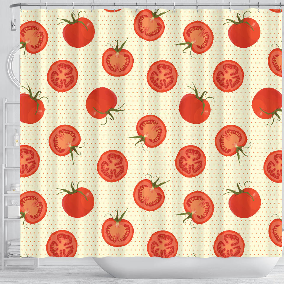 Tomato Dot Background Shower Curtain Fulfilled In US