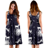 Chihuahua Space Helmet Astronaut Pattern Sleeveless Midi Dress