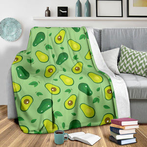 Avocado Pattern Green Background Premium Blanket