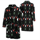 Deer Christmas New Year Pattern Argyle Men'S Bathrobe