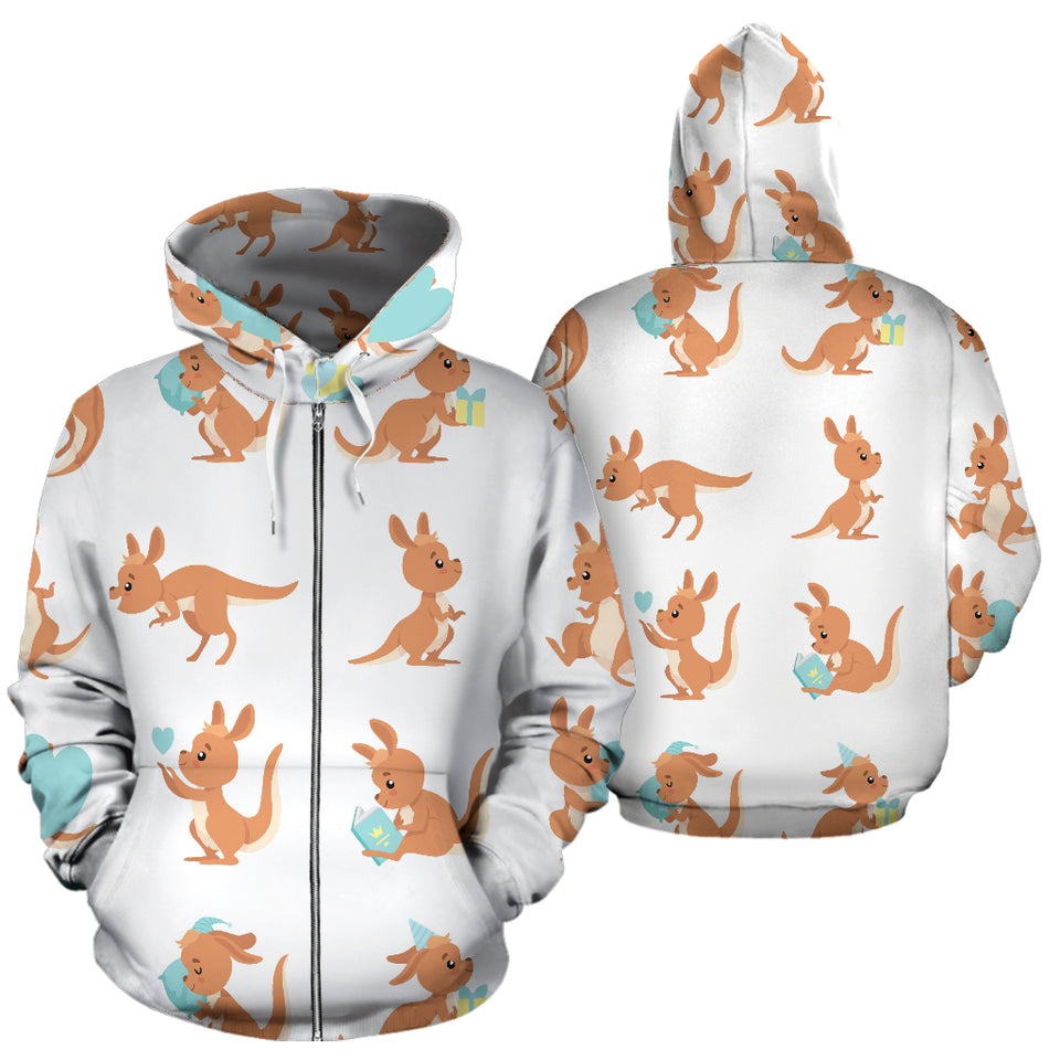 Cute Kangaroo Pattern Zip Up Hoodie