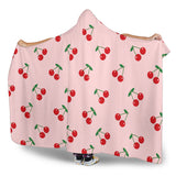 Cherry Pattern Pink Background Hooded Blanket