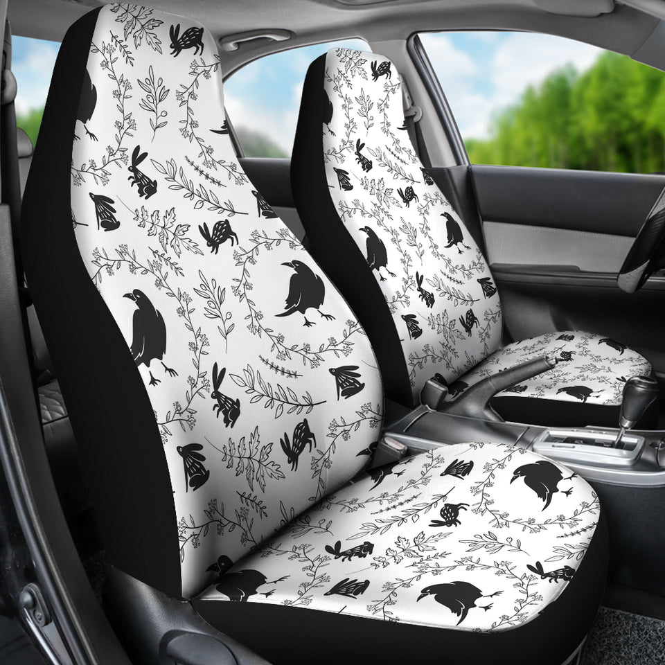 Crows Floral Wreath Rabbit Pattern Universal Fit Car Seat Covers