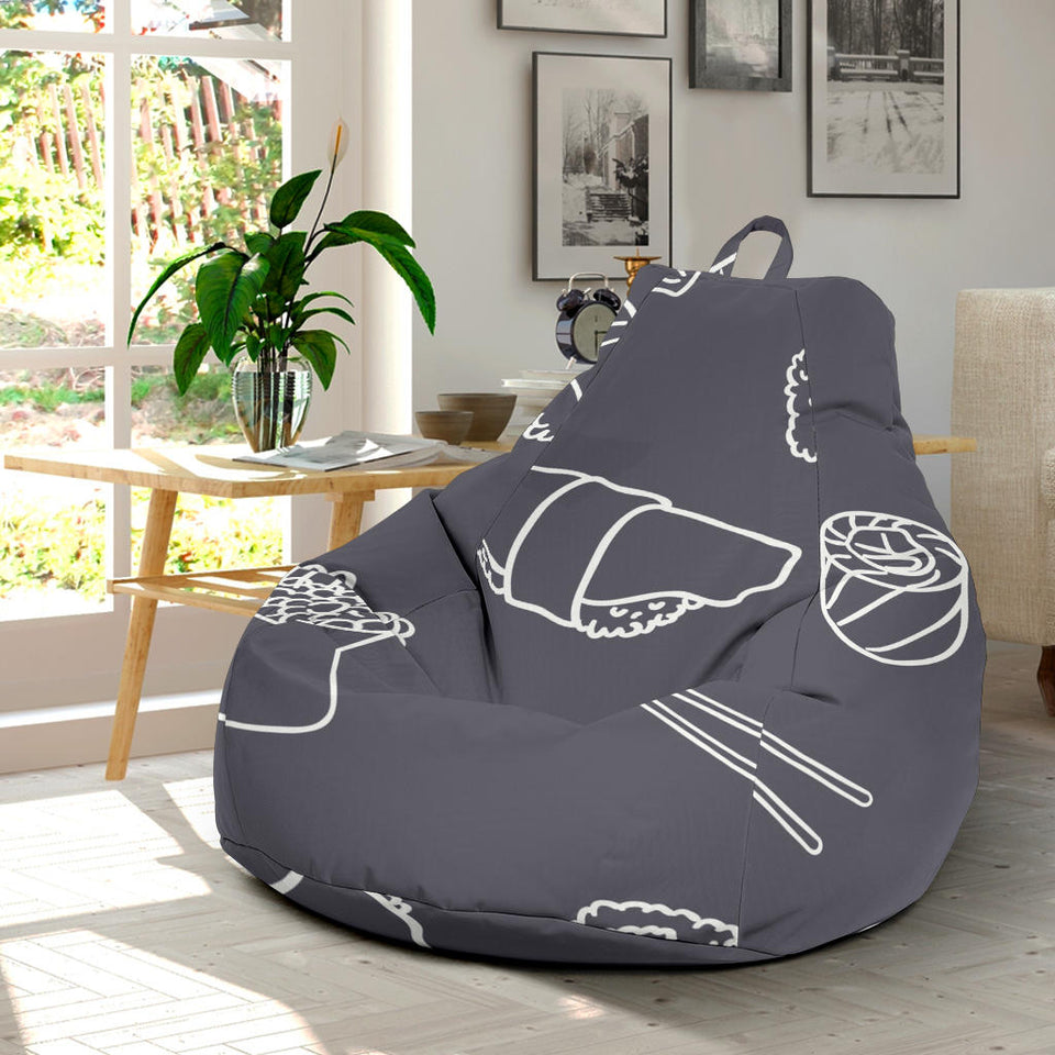 Sushi Pattern Black Background Bean Bag Cover