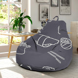Sushi Pattern Black Background Bean Bag Cover