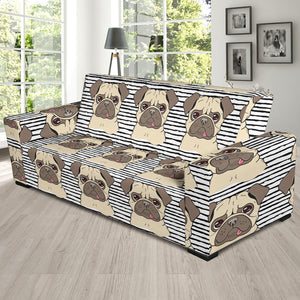 Happy Pug Pattern Sofa Slipcover