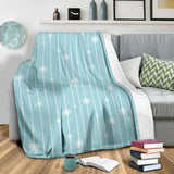 Snowflake Pattern Blue Stripe Background Premium Blanket