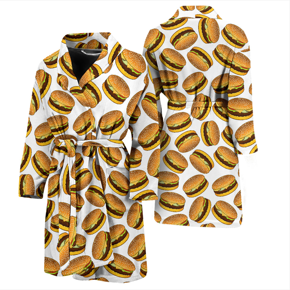 Hamburger Pattern Print Design 03 Men's Bathrobe