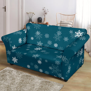 Snowflake Pattern Dark Background Loveseat Couch Slipcover