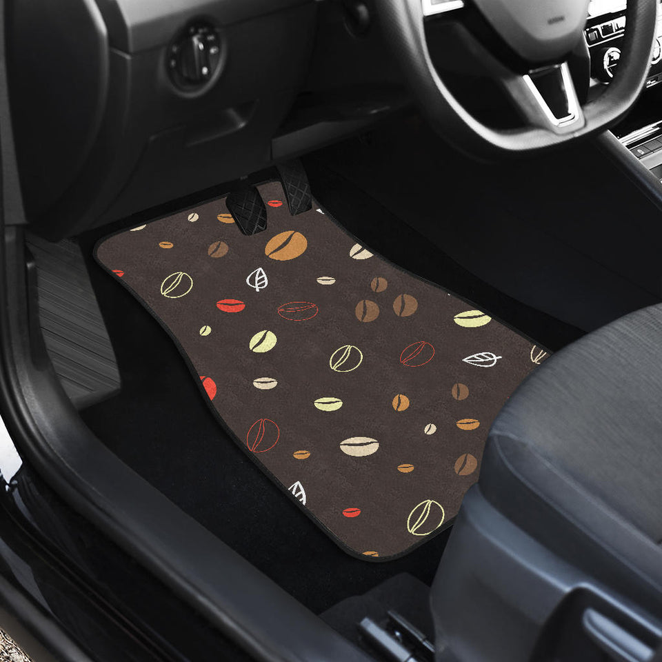 Coffee Bean Leave Pattern Front And Back Car Mats