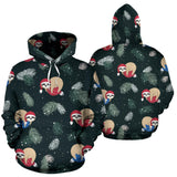 Cute Sloths Sleeping Christmas Ball Santa Hat Pattern Men Women Pullover Hoodie