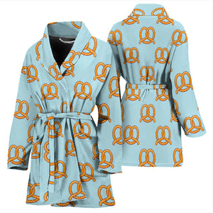 Pretzels Pattern Print Design 03 Women's Bathrobe