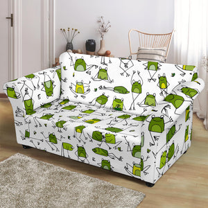 Sketch Funny Frog Pattern Loveseat Couch Slipcover