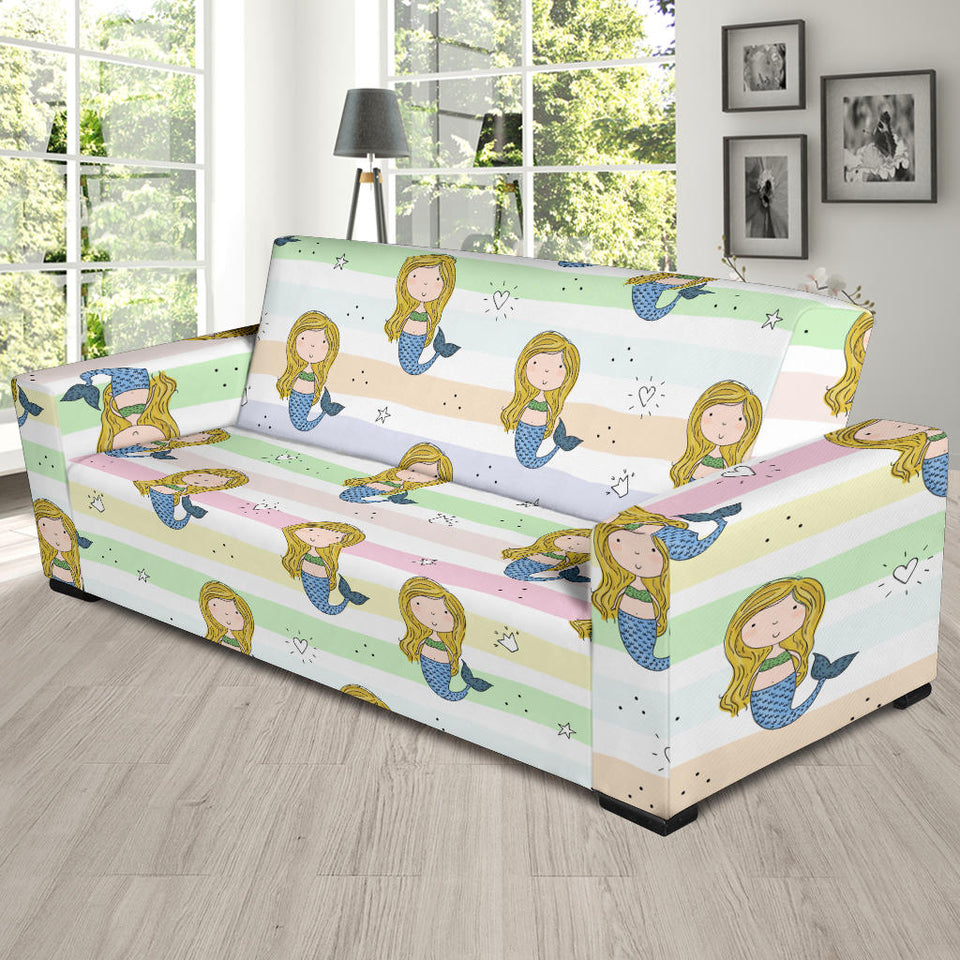 Cute Hand Drawn Mermaid Sofa Slipcover