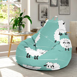 Cute Sheep Green Background Bean Bag Cover
