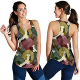 Japanese cranes flying forest dot pattern Women Racerback Tank Top