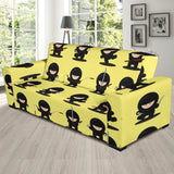 Cute Ninja Yellow Background Sofa Slipcover