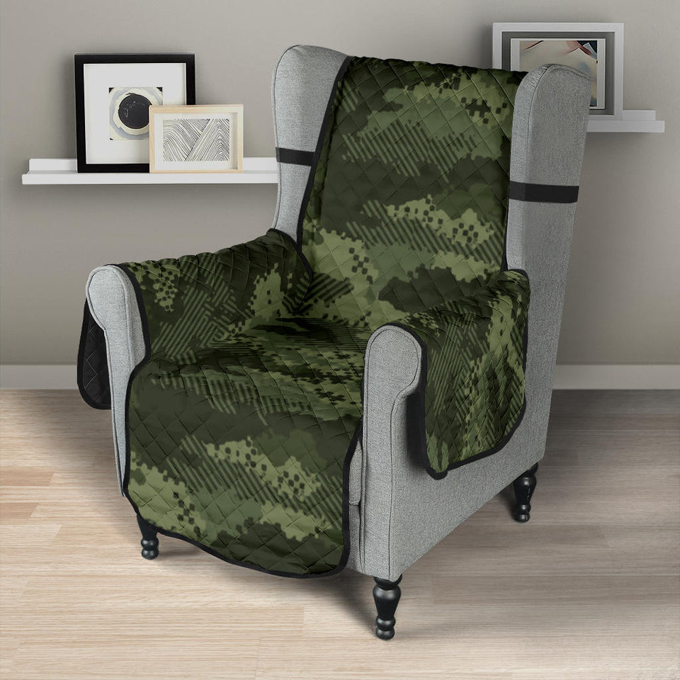 Digital Green camo camouflage pattern Chair Cover Protector