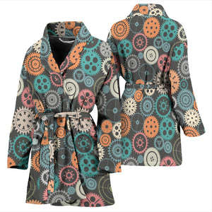 Gear Pattern Print Design 05 Women's Bathrobe