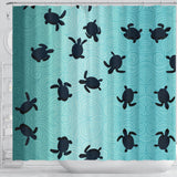Sea Turtle With Blue Ocean Backgroud Shower Curtain Fulfilled In US