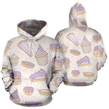 Cakes Pies Tarts Muffins And Eclairs Purple Blueberry Topping Pattern Men Women Pullover Hoodie