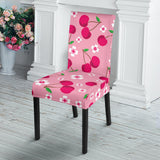 Cherry Flower Pattern Pink Background Dining Chair Slipcover