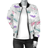 Helicopter Plane Pattern Women'S Bomber Jacket