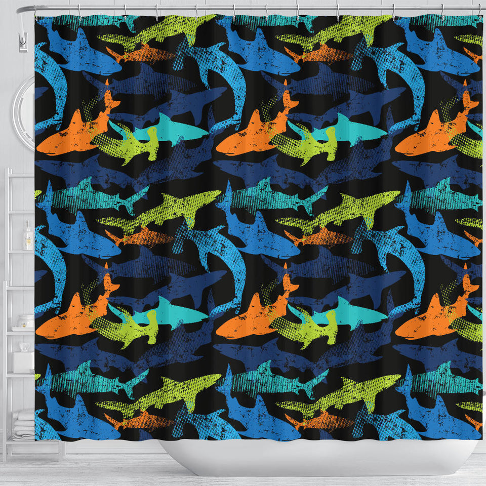 Colorful Shark Shower Curtain Fulfilled In US