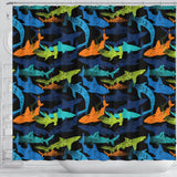 Colorful Shark Shower Curtain Fulfilled In US