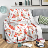 Watercolor Koi Fish Carp Fish Pattern Premium Blanket