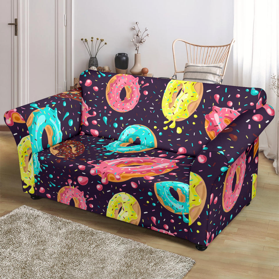 Colorful Donut Glaze Pattern Loveseat Couch Slipcover