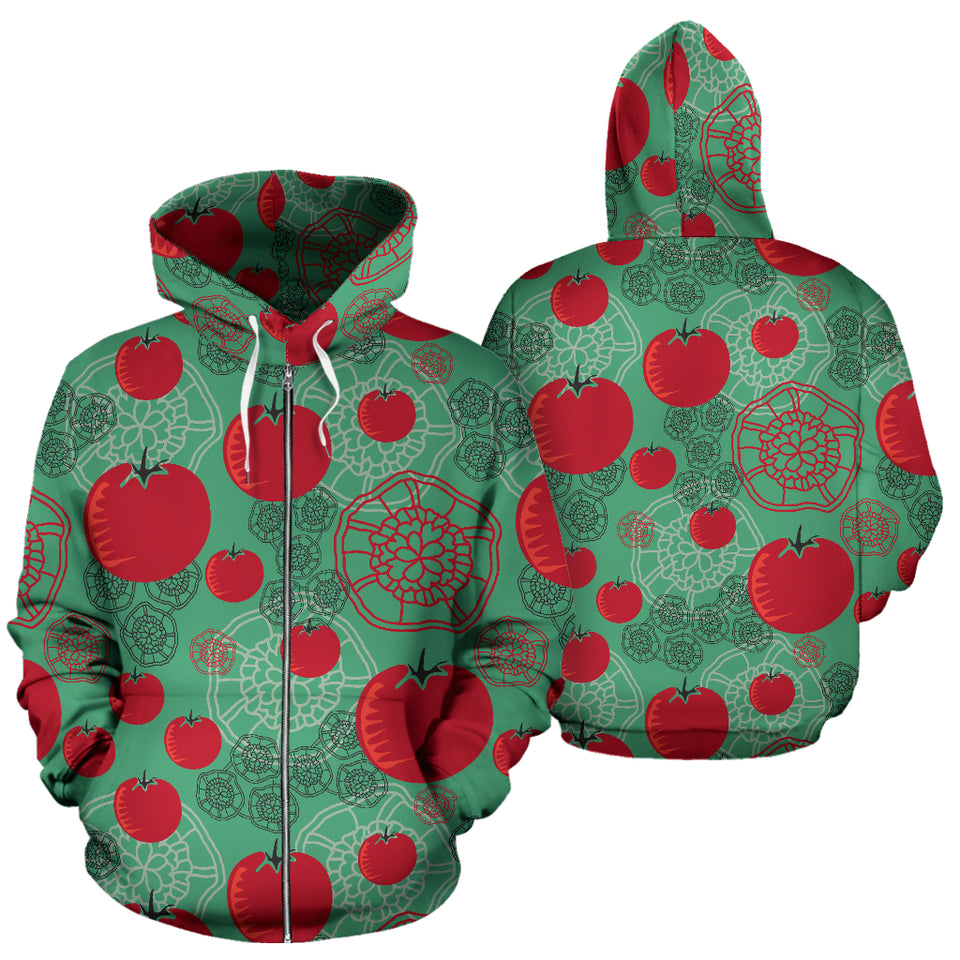 Tomato Design Pattern Zip Up Hoodie