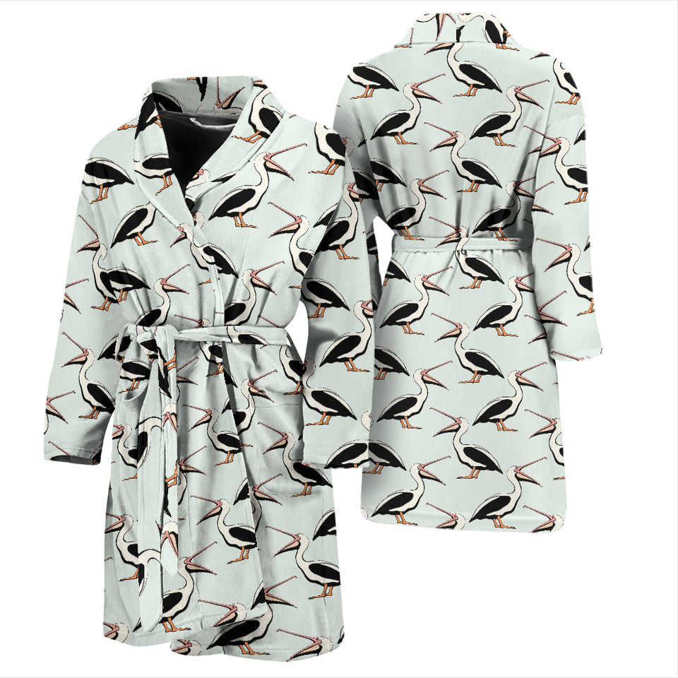 Pelican Pattern Print Design 02 Men's Bathrobe