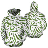 Hand Drawn Sketch Style Green Chili Peppers Pattern Men Women Pullover Hoodie